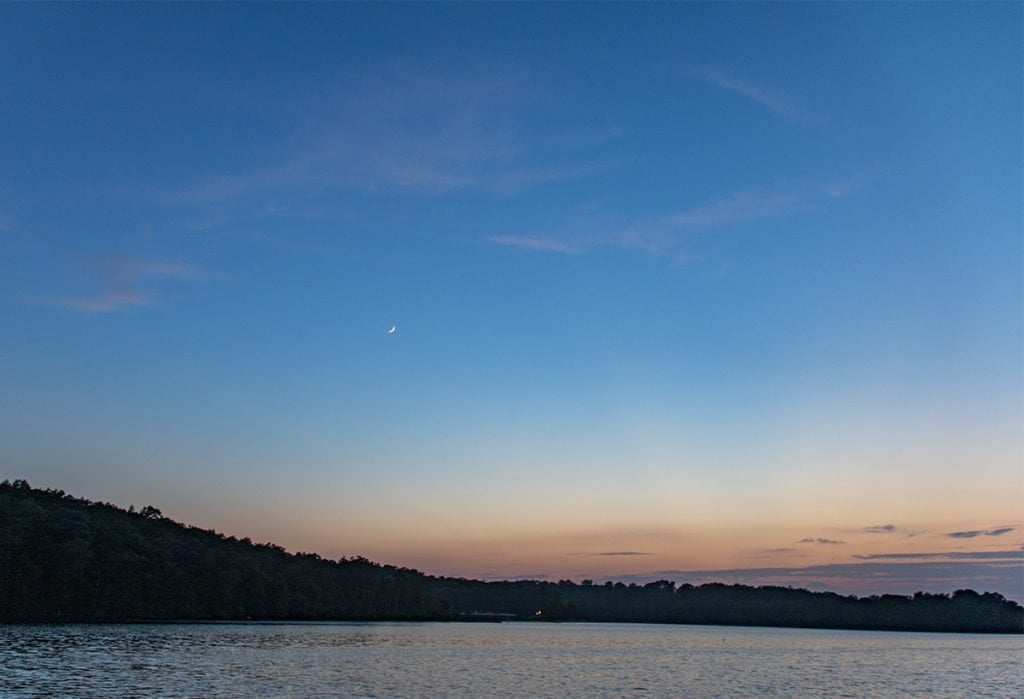 Thin Cresent Moon Over Bull Shoals Lake