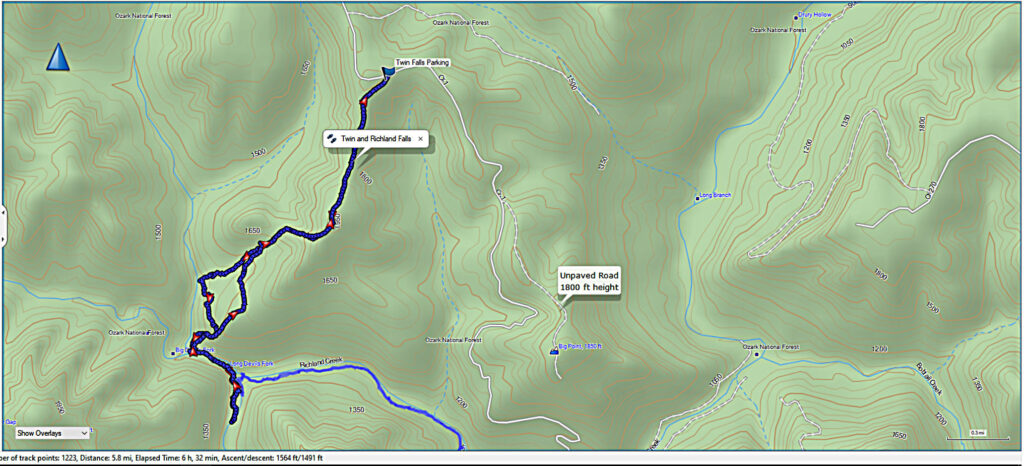 Richland Falls GPS map