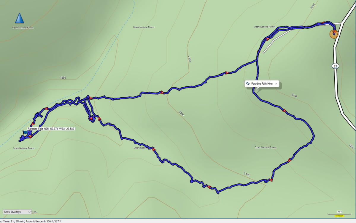Paradise Falls Trail GPS file